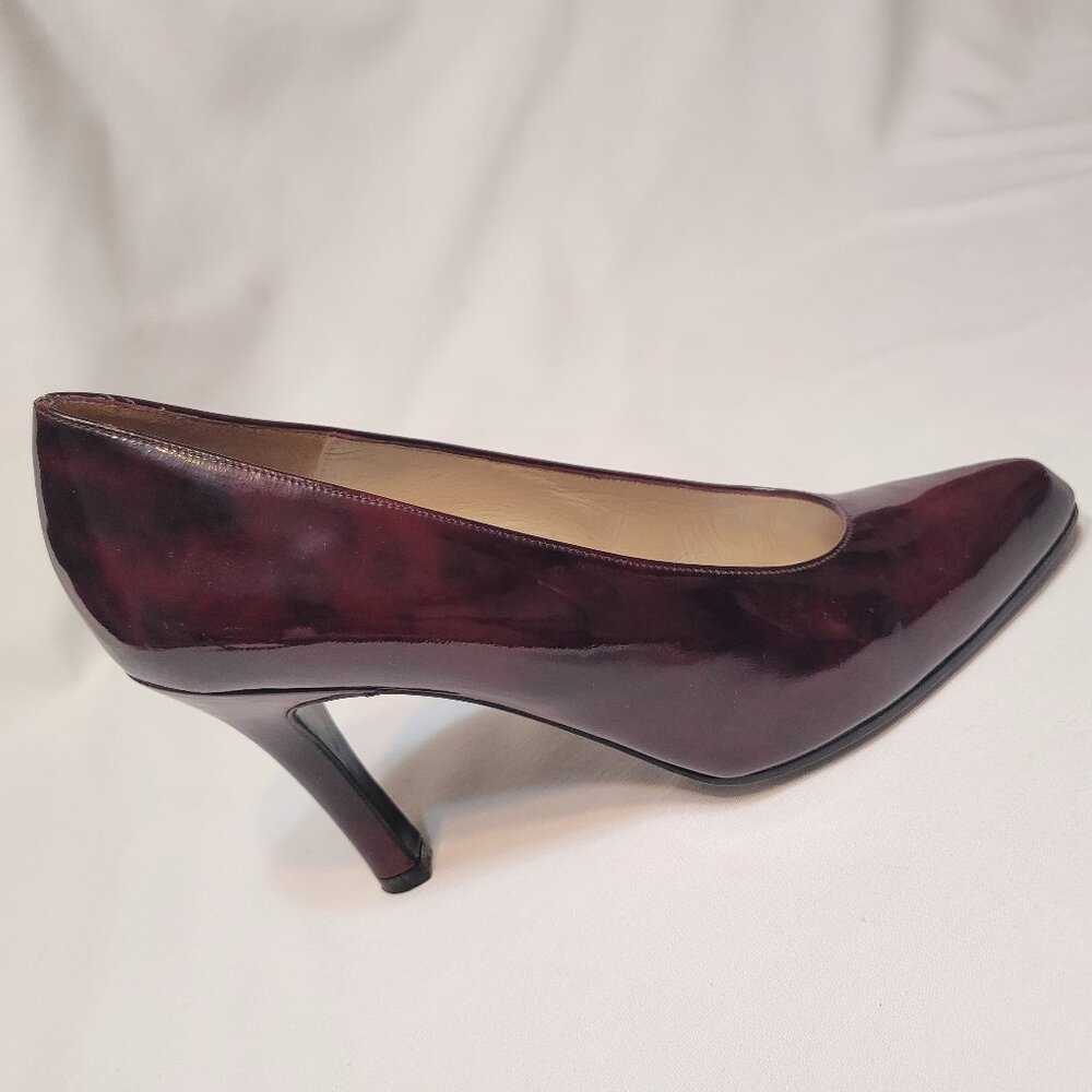 Vtg Charles Jourdan Women's Oxblood Red Patent Leather Heel Pumps Shoe Sz 6.5AA